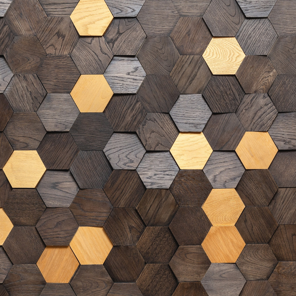 Стеновая панель Tarsi Соты Спил 347х300 мм Дуб/брашированный